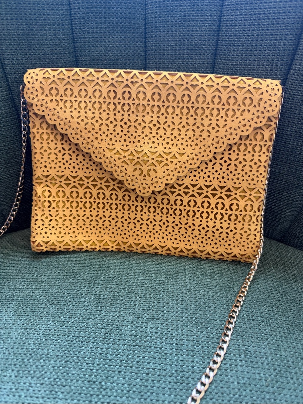 ALDO Women's Laser-Cut Envelope Crossbody Bag in Yellow Gold